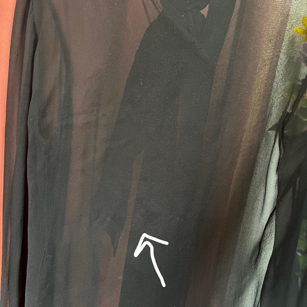 Saint Laurent Paris Silk Sheer Long Sleeve Button Down with Bow - Picture 13 of 15